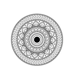 Intricate Mandala: Detailed monochrome illustration of a mandala, showcasing an array of intricate patterns and geometric designs. Perfect for meditation, relaxation, and artistic inspiration.