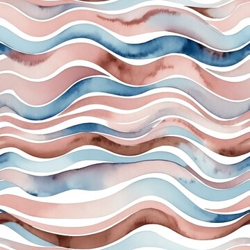 Abstract Watercolor Waves Seamless Pattern