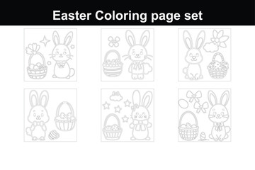 Fototapeta premium Easter Coloring Pages Easter Egg, Bunny, and Holiday Line Art in Black and White
