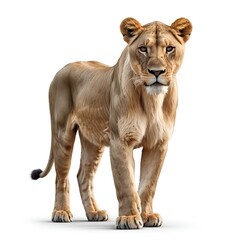 Obraz premium Majestic Lioness on White Background