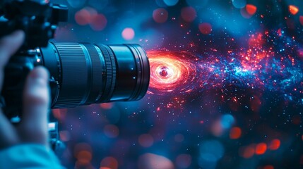 Photographer Capturing Cosmic Nebula