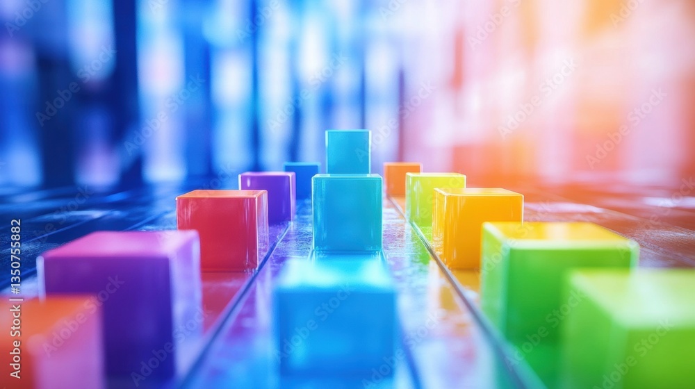 Aufkleber brightly colored blocks are neatly arranged in a playful pattern, showcasing a mix of hues and shape