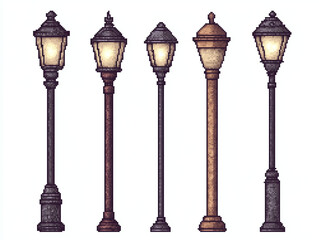 Pixel Art Street Lamps Collection