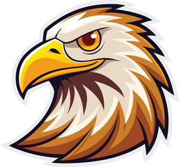 Realistic Eagle Head Sticker Vector – Detailed Raptor Face Design – Available on EPS File

