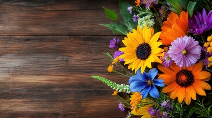 Fototapeta premium A Colorful Floral Arrangement: A bouquet of yellow and orange blossoms, showcasing a vibrant bloom of petals and flowers in a stunning floral arrangement.