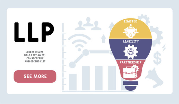 LLP - Limited Liability Partnership acronym. business concept background.  vector illustration concept with keywords and icons. lettering illustration with icons for web banner, flyer, landing page