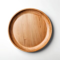 Wooden Oval Serving Tray on White Background