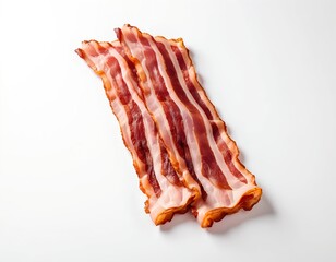 Crispy Bacon Slices on White Background