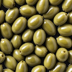 Close-up of Green Olives in Oil
