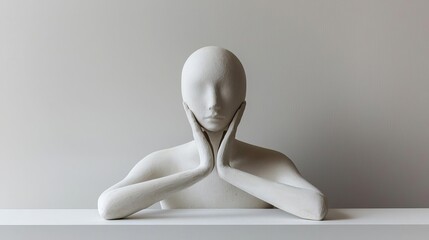 Talent acquisition employees onboarding A minimalist sculpture representing contemplation.