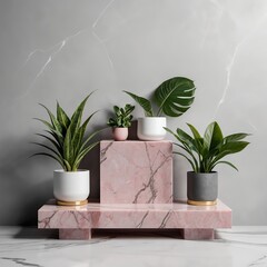 Minimalist Pink Marble Plant Display