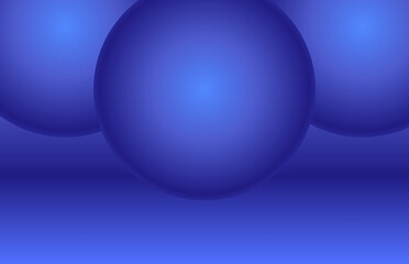 Three Blue Spheres on a Simple 3D Stage Background 
