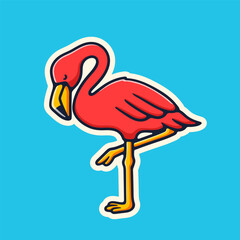 illustration animal flamingo bird good for sticker