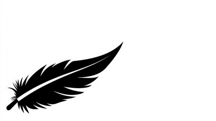 Fototapeta premium Black Feather Illustration on White Background