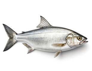 Fresh Silver Fish Isolated on White Background