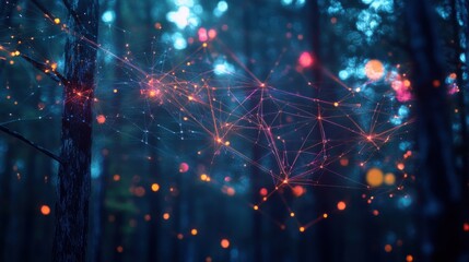 Obraz premium Abstract lights in dark forest setting