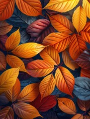 Close up of a leafy tree with many different colored leaves