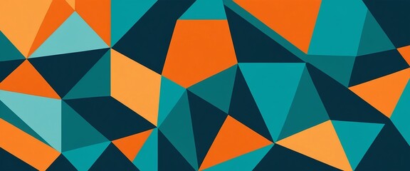 Abstract Geometric Pattern in Teal, Orange, and Dark Blue