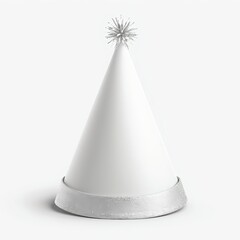 White Party Hat with Silver Decoration
