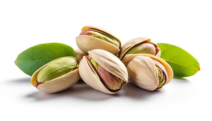 Fresh Pistachios with Leaves