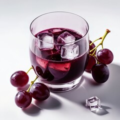 Refreshing Grape Juice with Ice Cubes