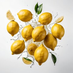 Lemons Splashing in Water