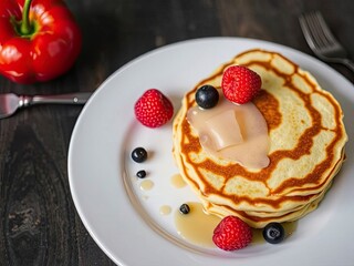pancakes with berries and cream