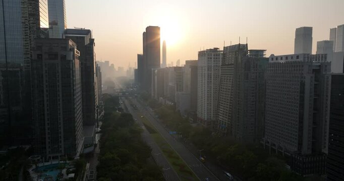  Aerial footage of landscape in shenzhen city, China 