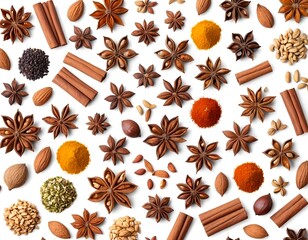 Aromatic Spices and Nuts Flat Lay