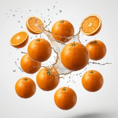 Juicy Oranges Splashing in Water