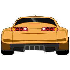 A rear view of a Cartoon japan tuned car. Vector illustration