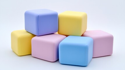 Obraz premium Vibrant Pastel Alphabet Blocks on White Background