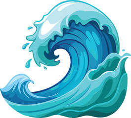 Dynamic Ocean Wave with Curling Splash Available on EPS File