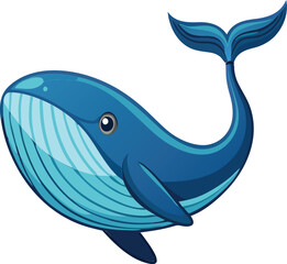 Blue Whale Vector in Motion Curve Pose Available on EPS File