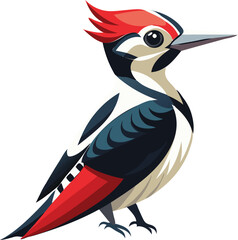 Clean Vector Woodpecker Bird with Long Beak EPS File