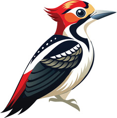 Standing Colorful Woodpecker Vector EPS File