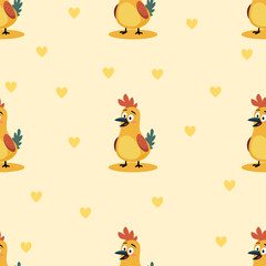 Cute animals seamless pattern background. Cute animals illustration. Animals background. Perfect for fabrics, print, textile, wallpaper, and decor