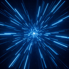 Naklejka premium A mesmerizing sci-fi light burst, with countless glowing streaks of energy converging toward a bright focal point