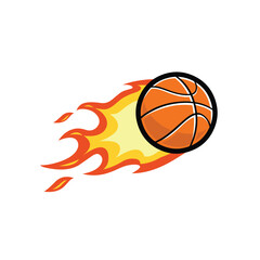 Basketball On Fire Flying Vector Isolated EPS