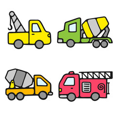 Art Illustration flat design dum truck coloring book