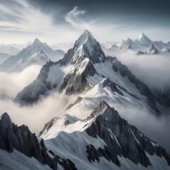 Majestic Snow-Capped Mountains in the Clouds