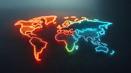 Global Network Illuminated World Map.