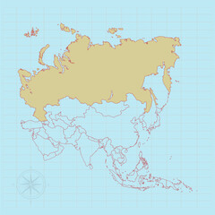 North asia continent Vector illustration of flag map
