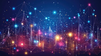 Fototapeta premium Abstract digital city network glow