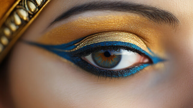 Mystical Beauty: Egyptian-Inspired Makeup with Striking Kohl Eyeliner
