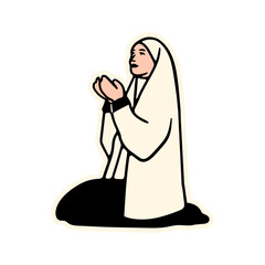 illustration a muslim girl pray