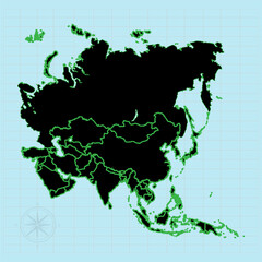 Asia continent Vector illustration of map