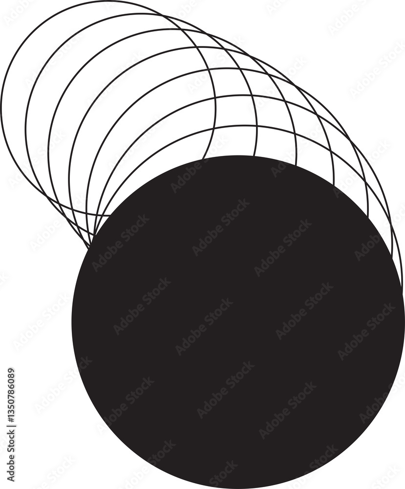 Poster Digital motion stripe line round circle design
