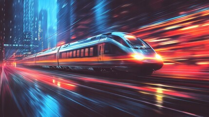 Fast Train Through Night City