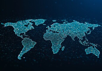 Naklejka premium Global World Map on Blue Background Geographical Design with a Modern Twist